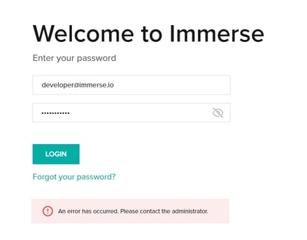 Immerse rrror message
