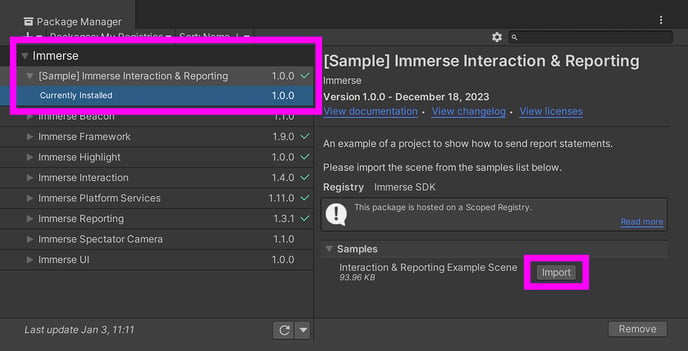 immerse sample scene